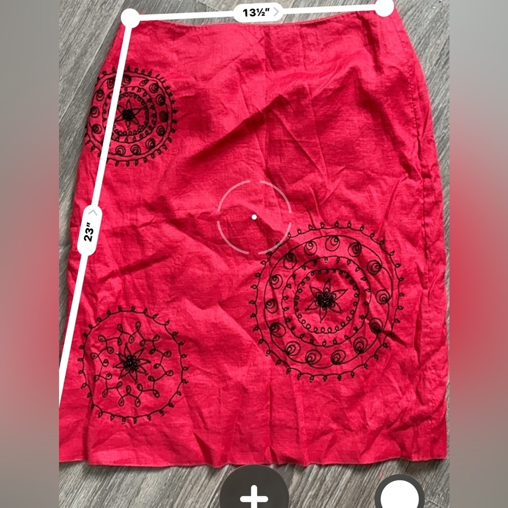 VTG red Ann Taylor linen embellished skirt - Picture 6 of 6